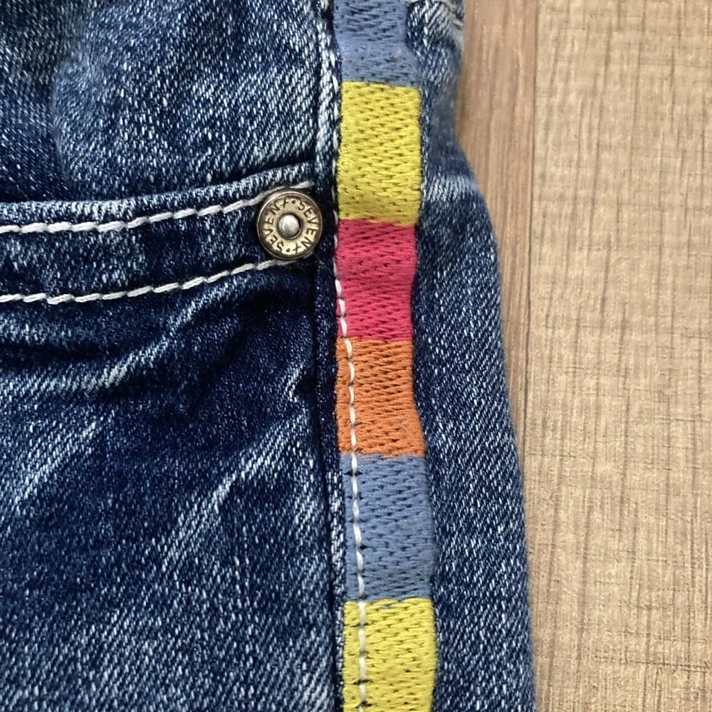 7 Seven Jeans Girls Size 10 Embroiderer Skinny Stretch Jeans  Medium Wash Spring
